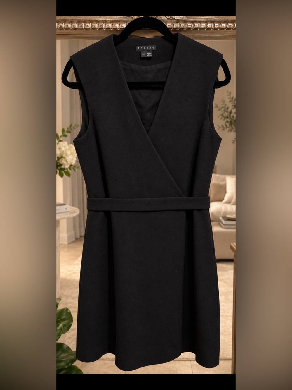 Theory Black Sleeveless Wrap Dress – Size 12